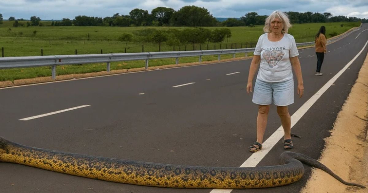 VIDEO  Anakonda gjigante bllokon rrugën  shoferët e zgjidhin problemin në një mënyrë  interesante