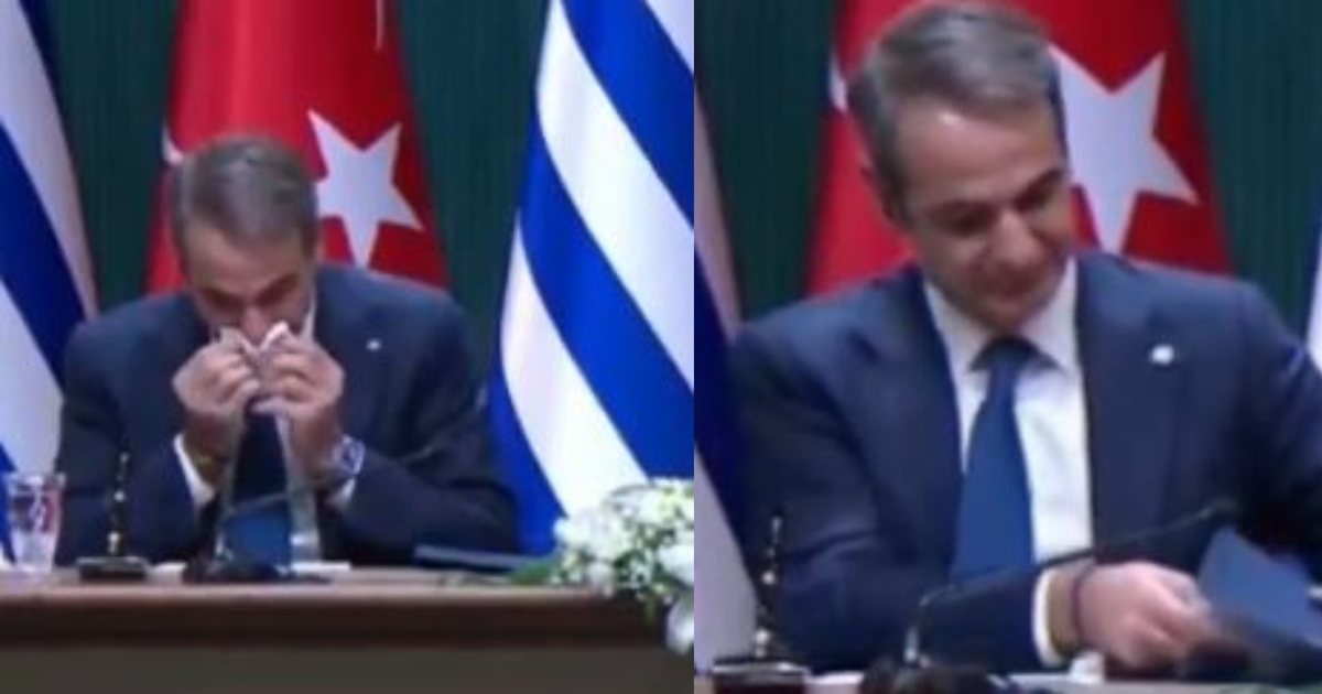 VIDEO  Fshiu hundët dhe shaminë e futi në dosje  veprimi i Mitsotakis në takimin me Erdogan shkakton reagime