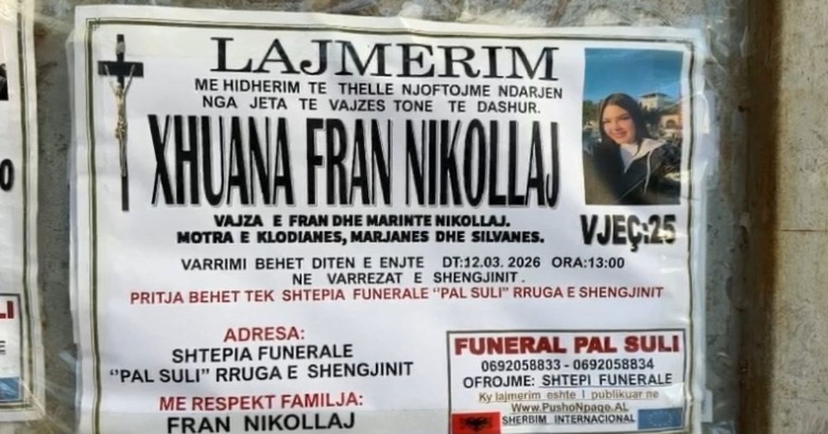 I dha fund jetës pas dyshimeve për dhunë nga partneri  familja e 25 vjeçares hap dyert e mortit në Shëngjin