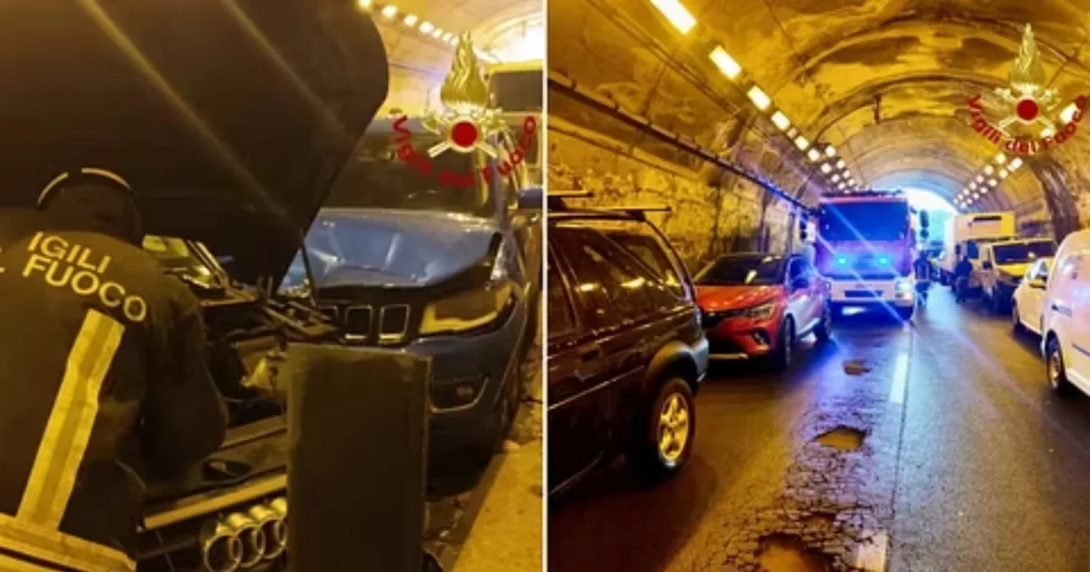 Video  Aksident i frikshëm në Itali  80 automjete përplasen me njëra tjetrën brenda një tuneli