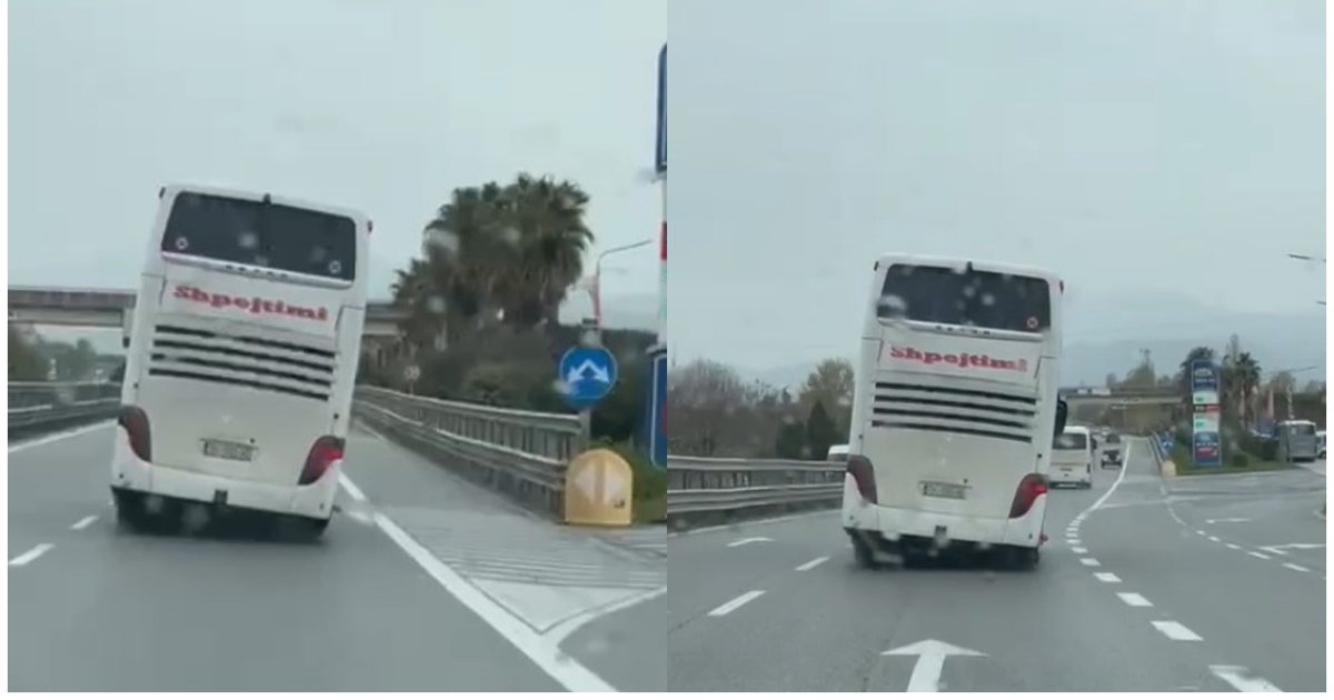 Alarm në Rrugën e Kombit  mjeti lëviz me shpejtësi dhe i anuar rrezikshëm