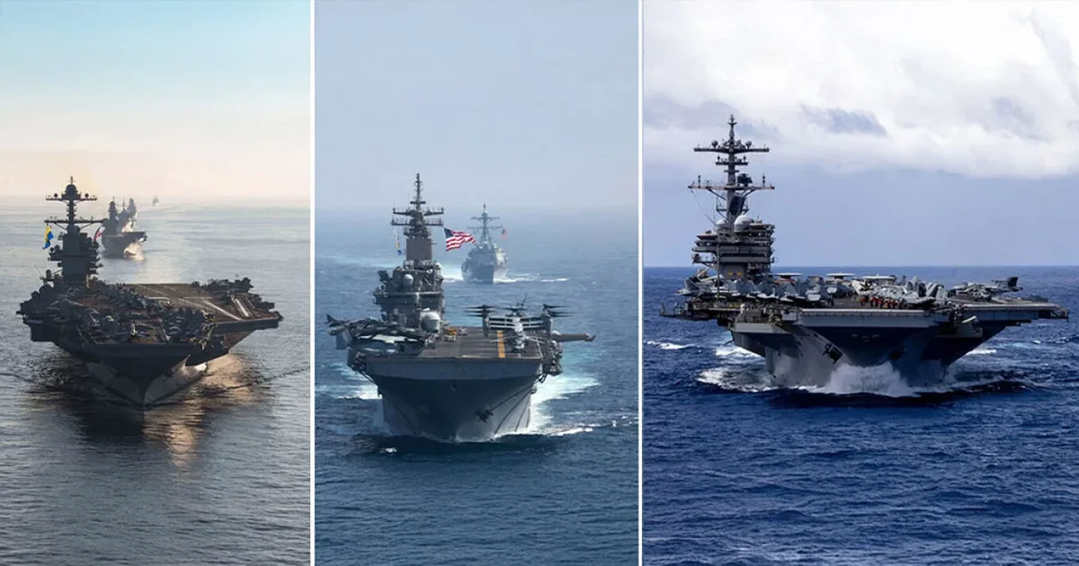 Për herë të parë në 23 vite  SHBA vendos tre aeroplanmbajtëse në Lindjen e Mesme  mbi 200 avionë dhe 15 mijë trupa