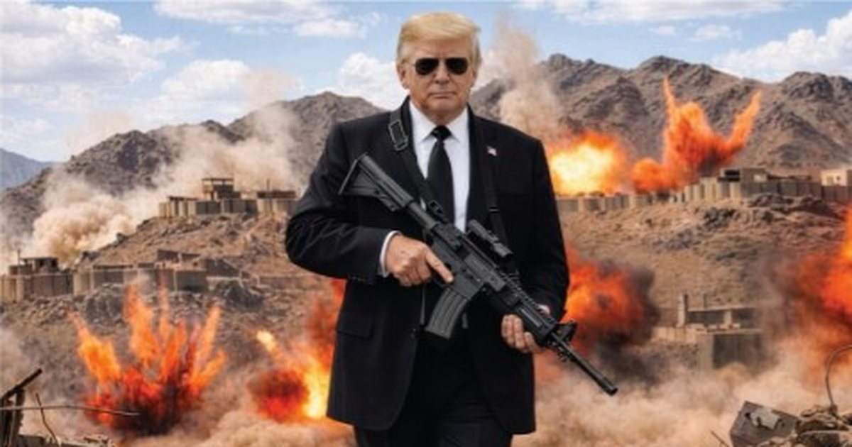 Në një foto me mitraloz dhe bomba  Trump mesazh Iranit  Regjimi duhet të marrë masa  nuk ka më djalë të mirë