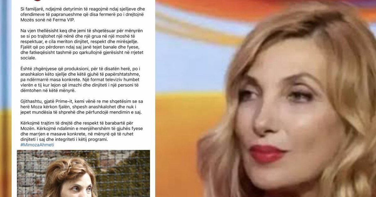  Po cenohet dinjiteti   Familjarët e Mimoza Ahmetit kërkojnë ndërhyrje urgjente për fyerjet ndaj saj në Ferma Vip