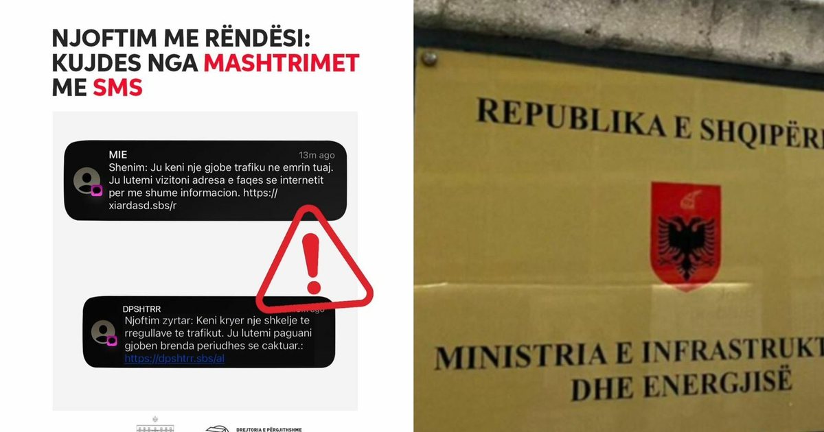 Ministria e Infrastrukturës dhe Energjisë paralajmëron  Kujdes SMS të mashtruese për gjoba false