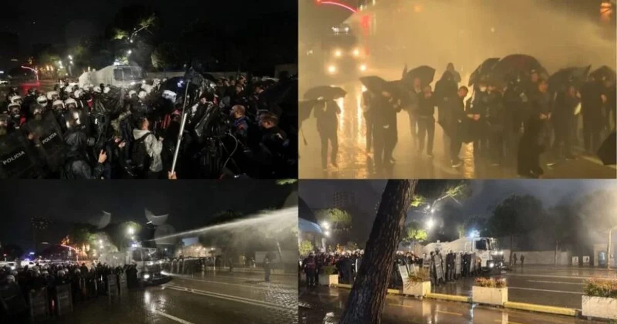 Mes molotovëve  fishekzjarrëve dhe gurëve mbyllet protesta e PD  Berisha i çon protestuesit tek selia blu