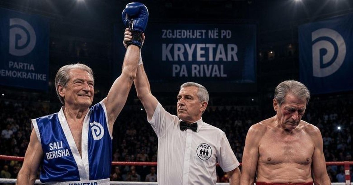  Kryetar pa rival   Balla tallet me  zgjedhjet  në PD  poston foton e Berishës u ndeshur me veten në ring