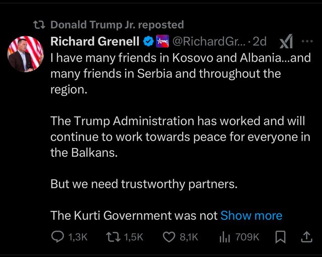 Pas Grenell edhe djali i Donald Trump kundër Albin Kurtit! Ja