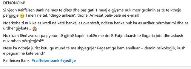 Raiffeisen Bank i merr paratë nga llogaria, e con -90 mijë lekë,