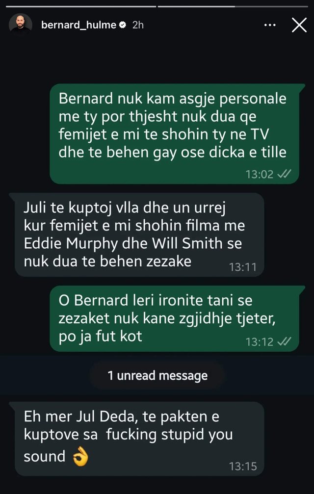 E sulmoi për orientimin seksual, Bernardi publikon mesazhet me Jul