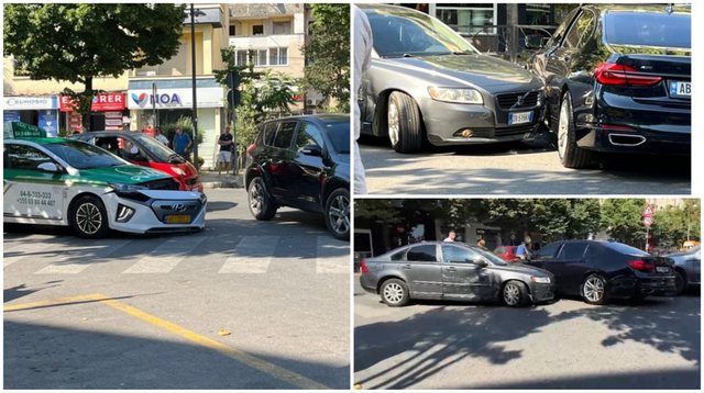 Aksident i trefishtë në kryeqytet, përplasen dy makina dhe