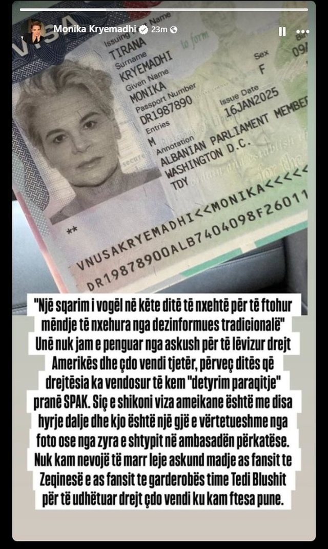 Monika Kryemadhi nxjerr Vizën Amerikane, sulmon hapur Tedi Blushin: Nuk i