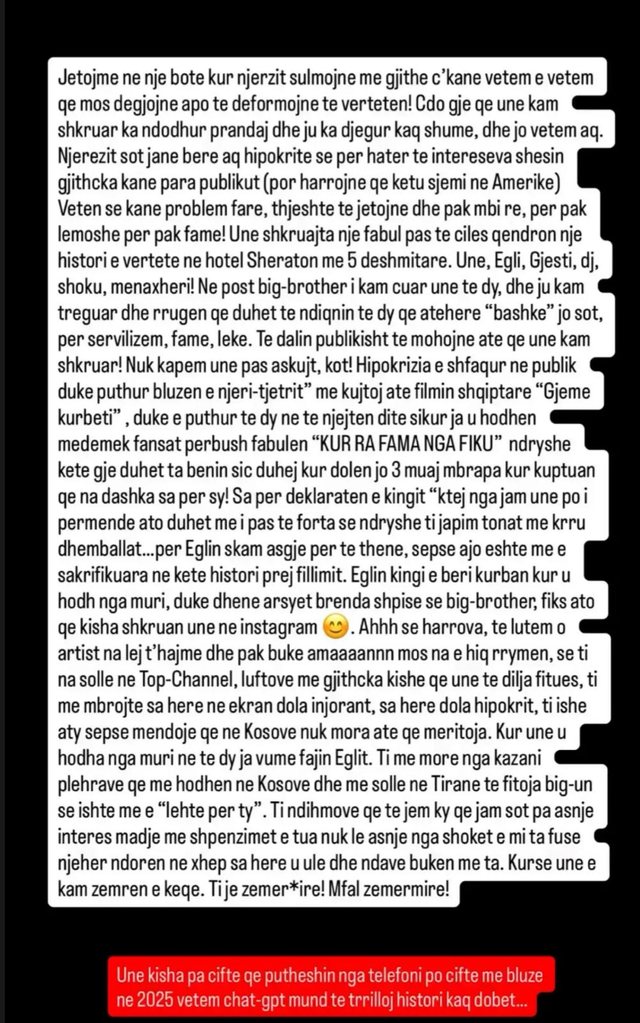 Anaid Kaloti rikthehet me akuza ndaj Gjestit dhe Eglit: “Çdo