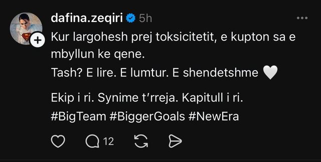 “Ekip i ri, synime të reja", Dafina Zeqiri lë pas të