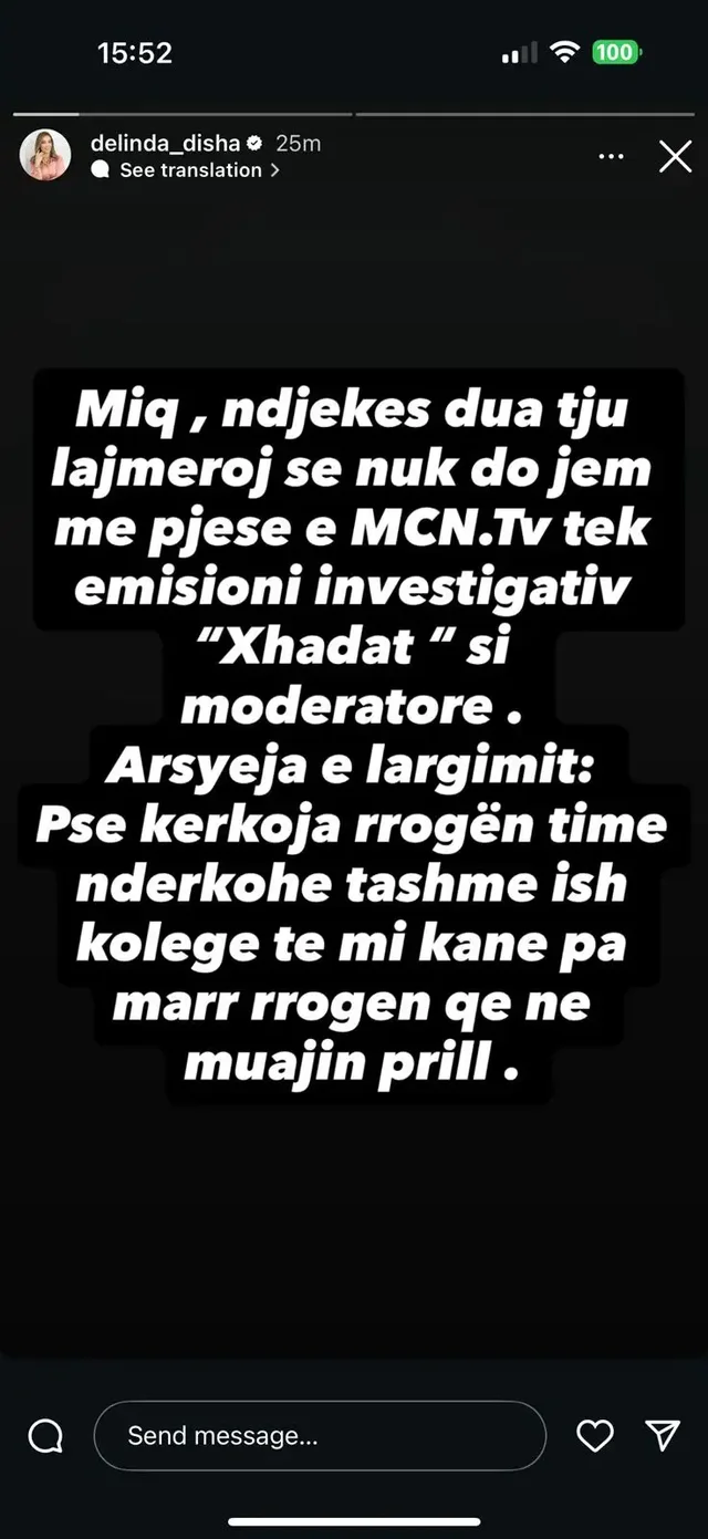 Delinda Disha largohet nga MCN TV, arsyeja: " Pse kërkoja rrogën
