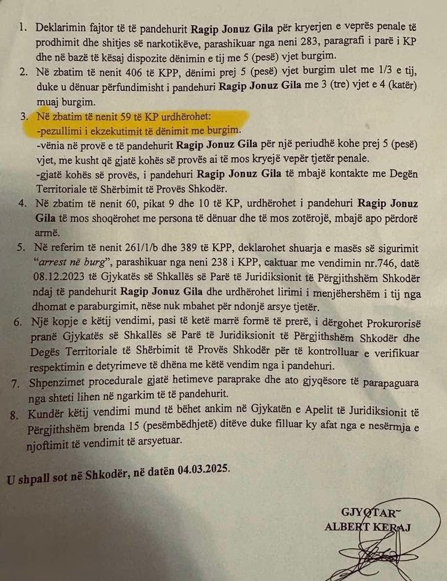 Zbulohet VENDIMI, gjykata i ndërpreu burgimin, la të lirë