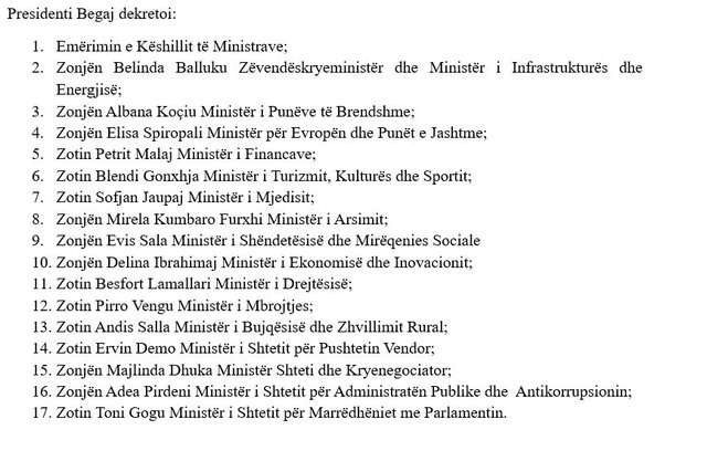 Presidenti dekreton ministrat e qeverisë "Rama 4", mungon