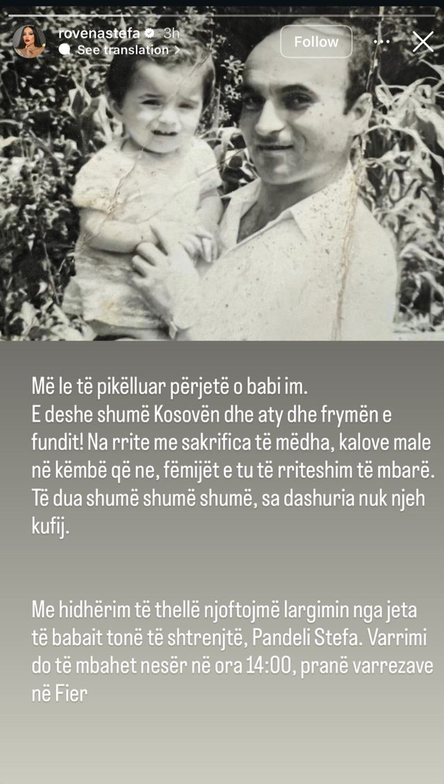 E trishtë! Ndahet nga jeta babai i këngëtares së njohur!