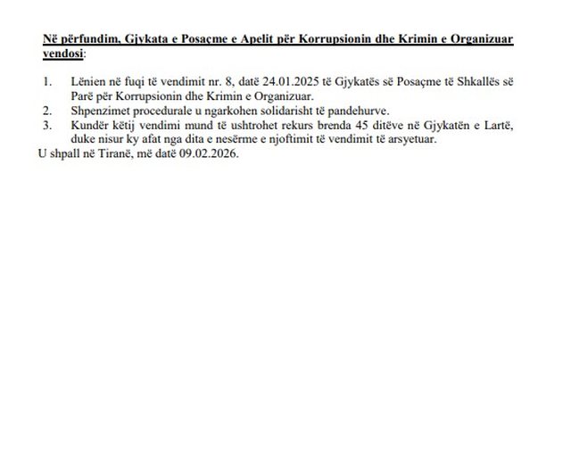 Apeli i GJKKO d&euml;non me burg kryebashkiakun e Rrogozhin&euml;s, Edison