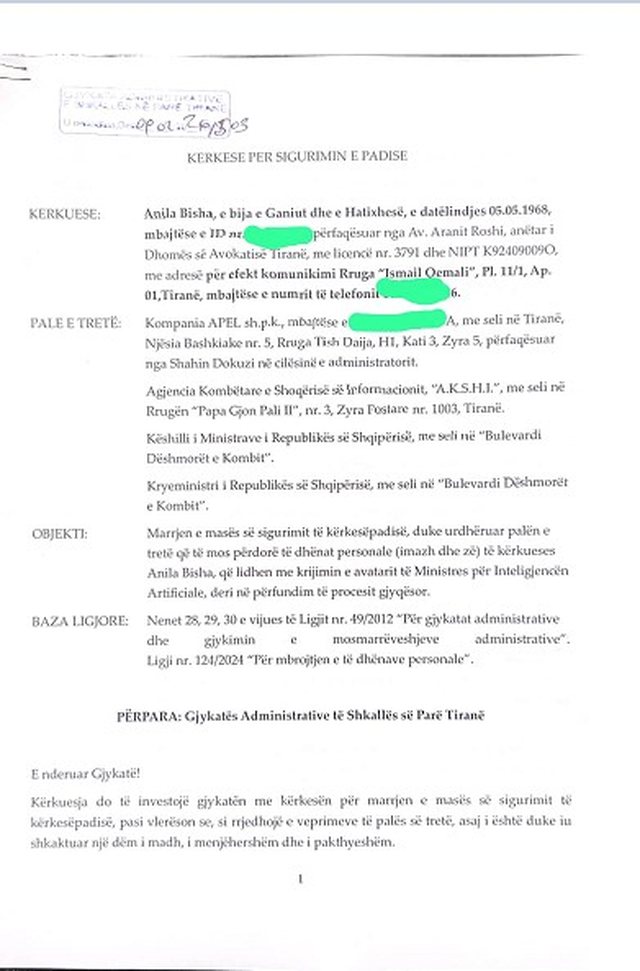 K&euml;rkohet &lsquo;pezullimi&rsquo; i ministres Diella, aktorja Anila Bisha