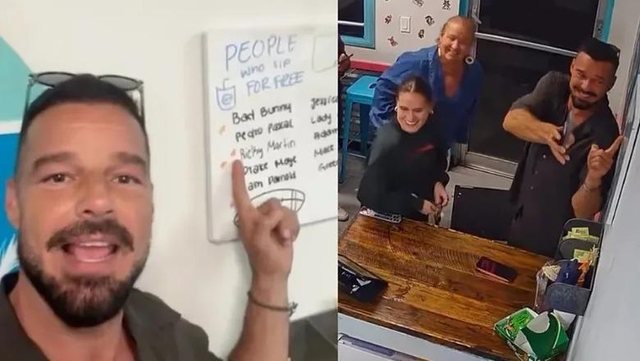 Ricky Martin shfaqet papritur n&euml; nj&euml; kafene n&euml; Miami p&euml;r