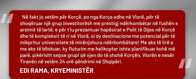 Fluturoi n&euml; Kor&ccedil;&euml; me helikopter, reagon Rama: Udh&euml;tim i