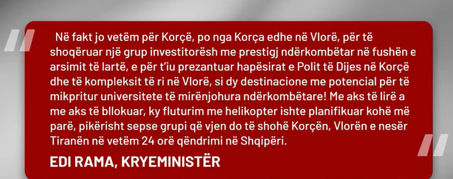 Fluturoi n&euml; Kor&ccedil;&euml; me helikopter, reagon Rama: Udh&euml;tim i