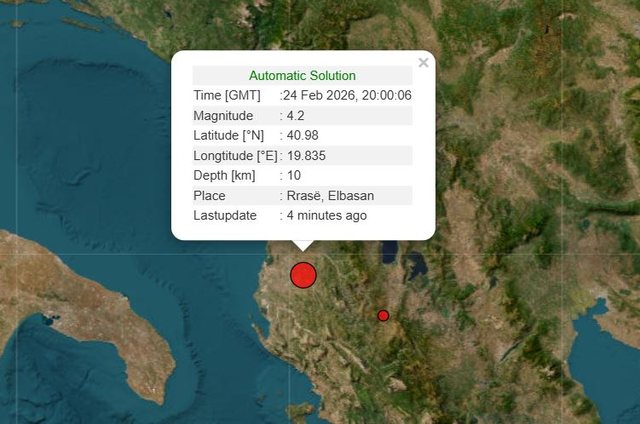 Lëkundje tërmeti në Elbasan e Tiranë, ja ku ishte epiqendra