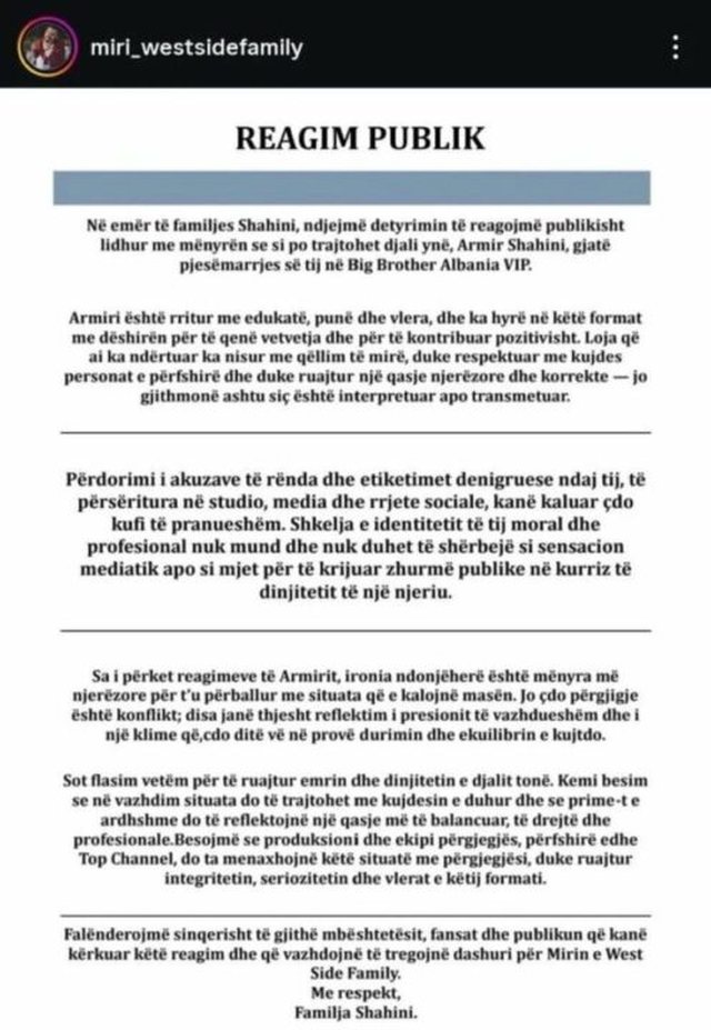 "Po tejkalohen kufijt&euml;..."/Reagon familja e Mirit ndaj akuzave