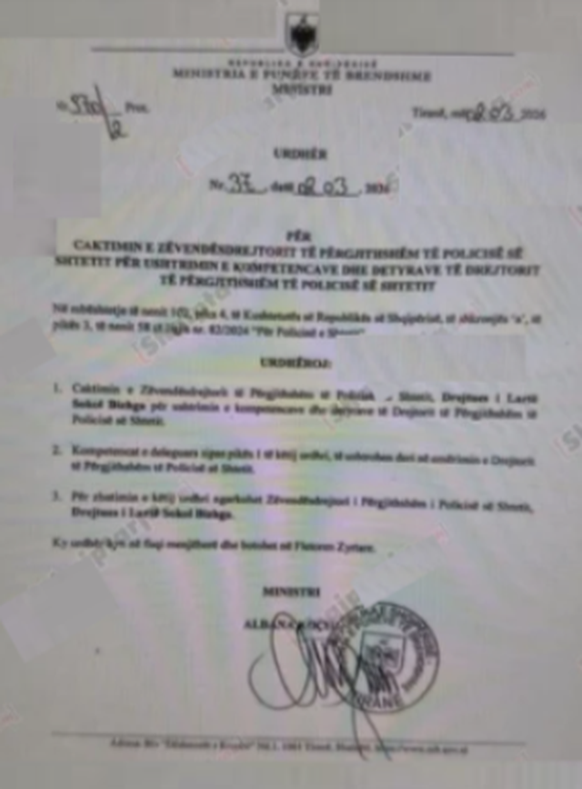 Sokol Bizhga  komandohet n&euml; krye t&euml; Policis&euml; pas shkarkimit