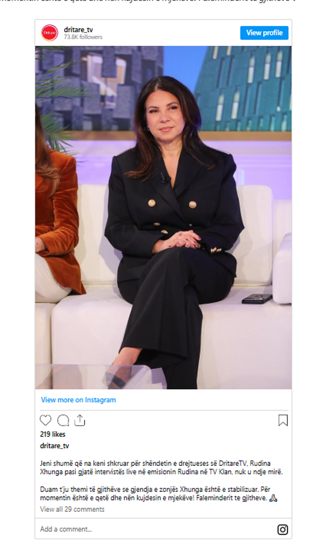 Nuk u ndje mir&euml; n&euml; studion e &ldquo;Rudina&rdquo;, si paraqitet