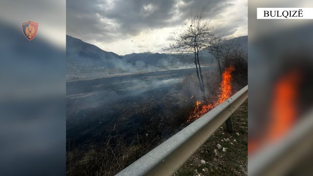 Ndez&euml;n zjarr n&euml; nj&euml; sip&euml;rfaqe toke dhe dogj&euml;n 7 dynym