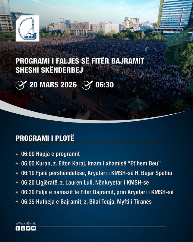 Sheshi &ldquo;Sk&euml;nderbej&rdquo; mikprit&euml;s i namazit t&euml; Fit&euml;r