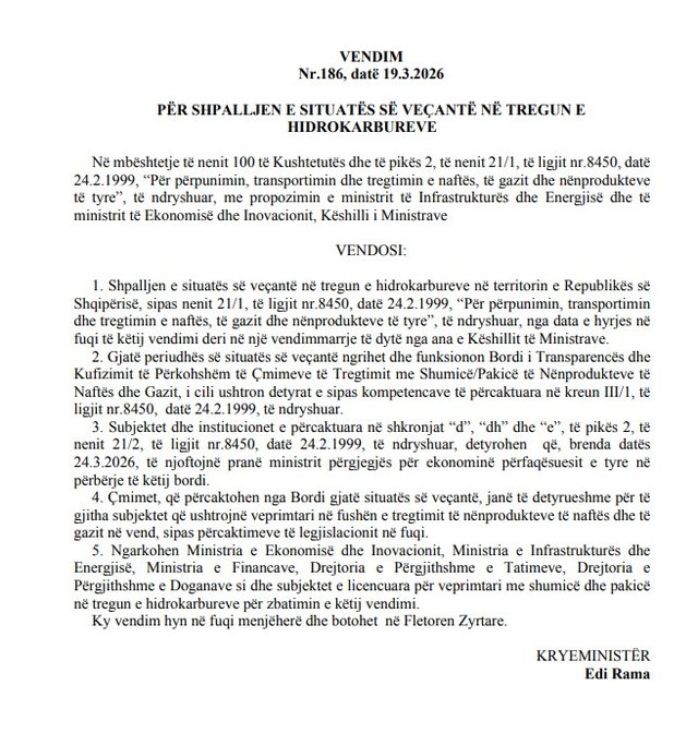 Vendimi/ Futet n&euml; fuqi Bordi i Transparenc&euml;s p&euml;r &ccedil;mimet e