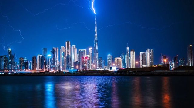 VIDEO/ Stuhi t&euml; forta n&euml; Dubai, momenti kur rrufeja godet kull&euml;n