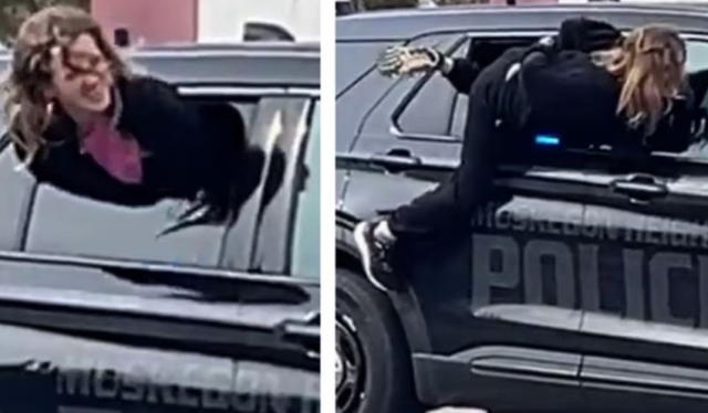 Arratisje e pabesueshme, gruaja del me sukses nga dritarja e makinës