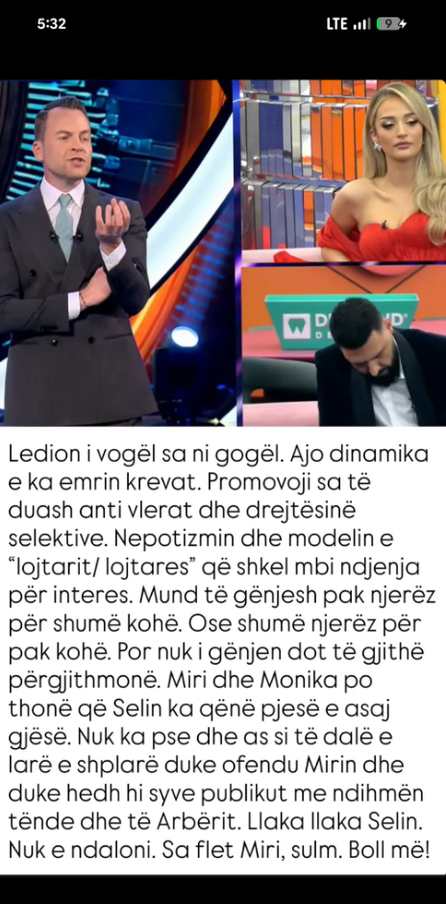 Ish-banori i BBV shpërthen ndaj Ledionit dhe e krahason me një