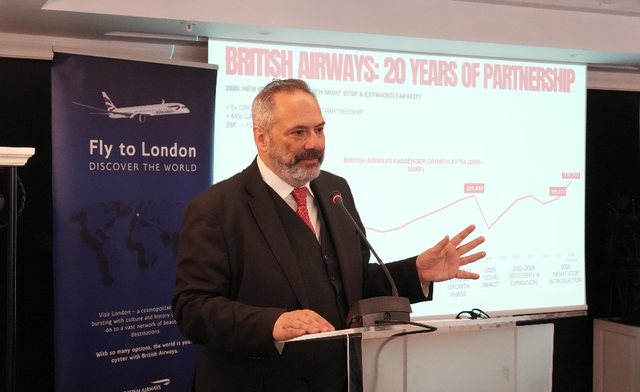 British Airways dhe Aeroporti Nd&euml;rkomb&euml;tar i Tiran&euml;s