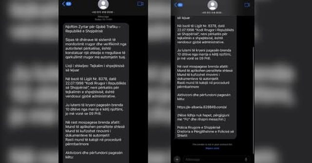 SMS mashtruese në emër të e-Albania për gjobat e