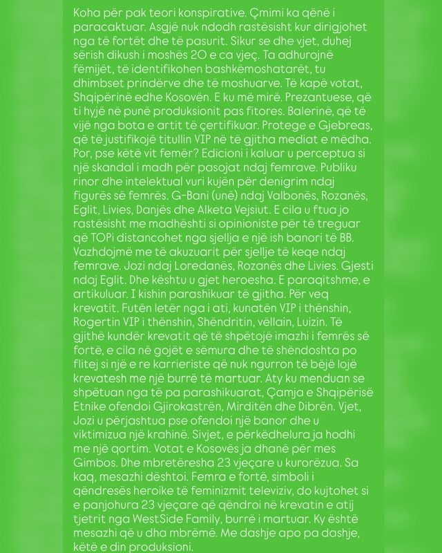 &ldquo;Loj&euml; e dirigjuar, jo spontane&rdquo;/ G Bani - Selina: Do kujtohet