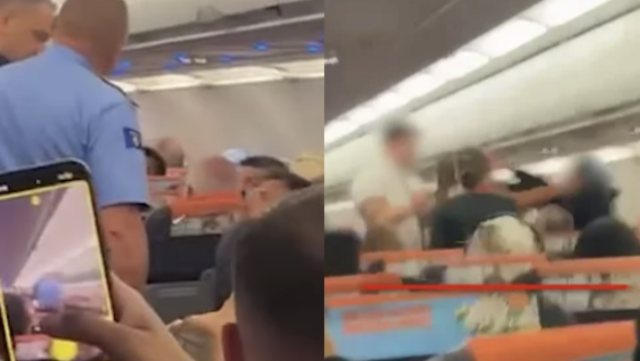 Plas grushti mes pasagjer&euml;ve, avioni nga Londra b&euml;n ulje emergjente