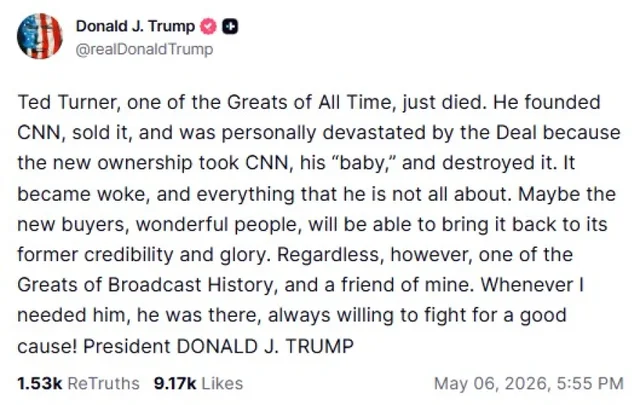 Ndarja nga jeta e themeluesit t&euml; CNN, reagon Trump: Ai ishte nj&euml; nga