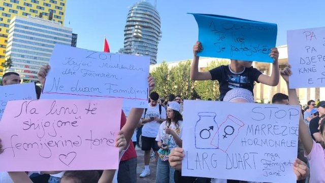 Aktivistë të ‘Koalicionit Pro Familjes’ protestë